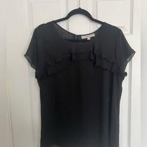 Loft Sheer Black Ruffle Top